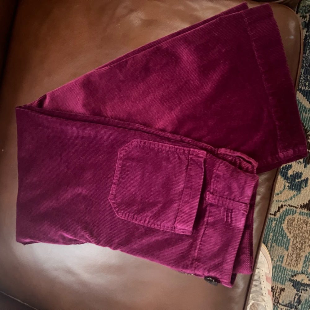 Anthropologie Maeve: Collette cropped corduroy pants - cranberry color